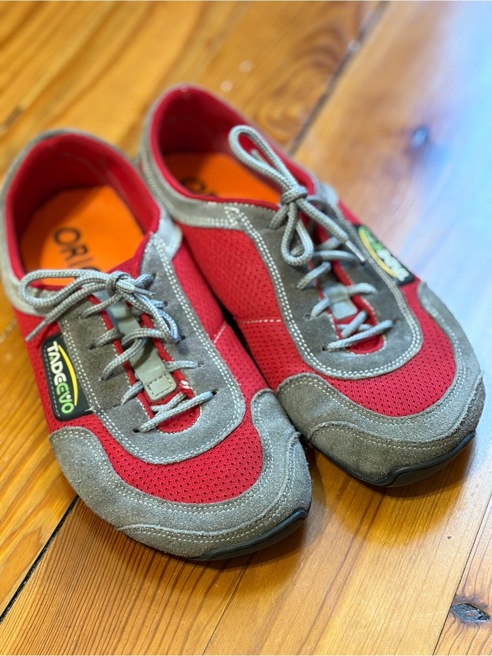 Red and Gray Women's Athletic Sneakers - Lightweight Casual Trainers
